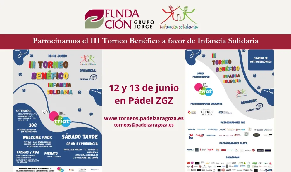 Patrocinamos el III Torneo benéfico a favor de Infancia Solidaria